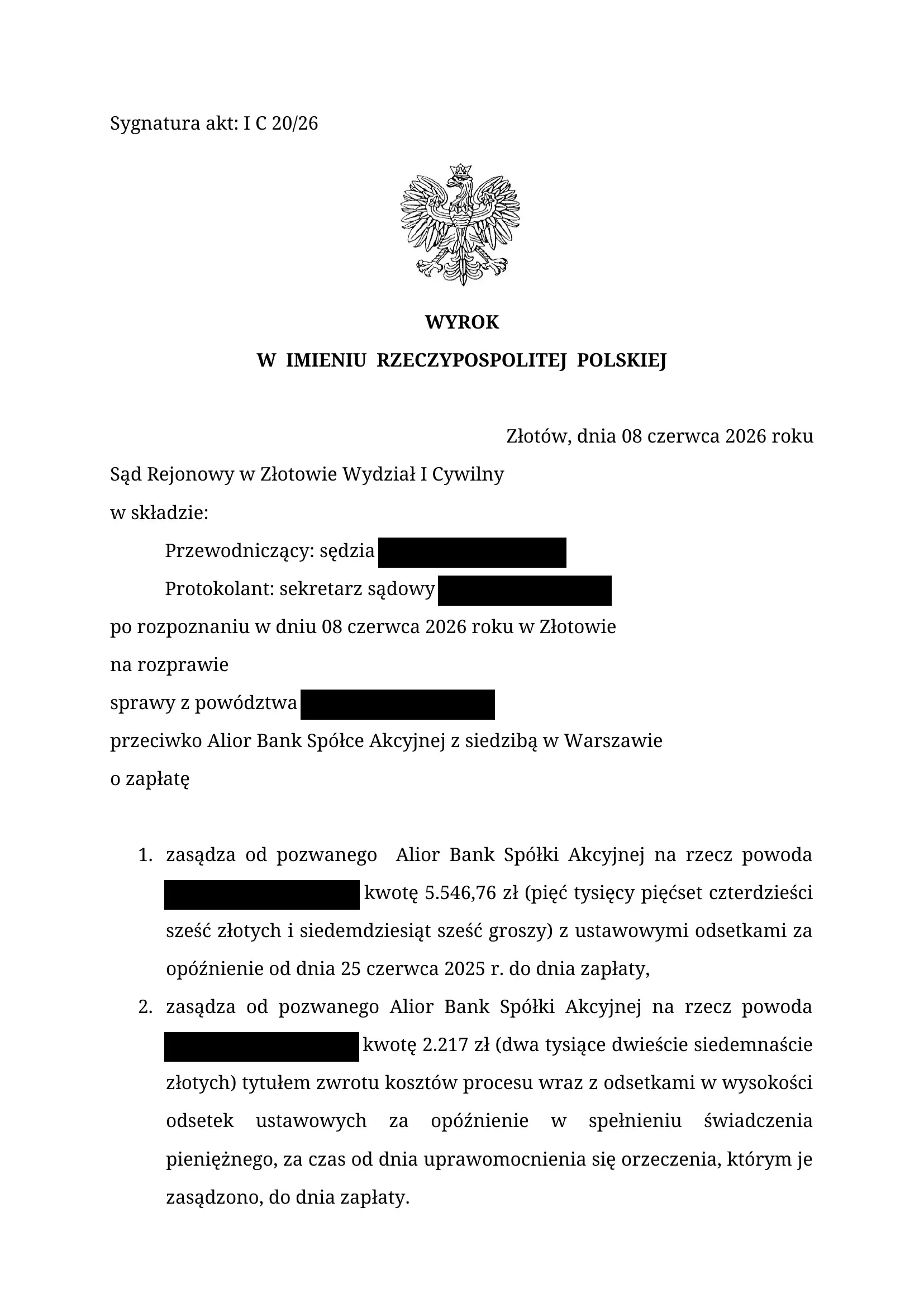 003-Alior-wyrok-skd Nakaz zapłaty Alior Bank - SKD