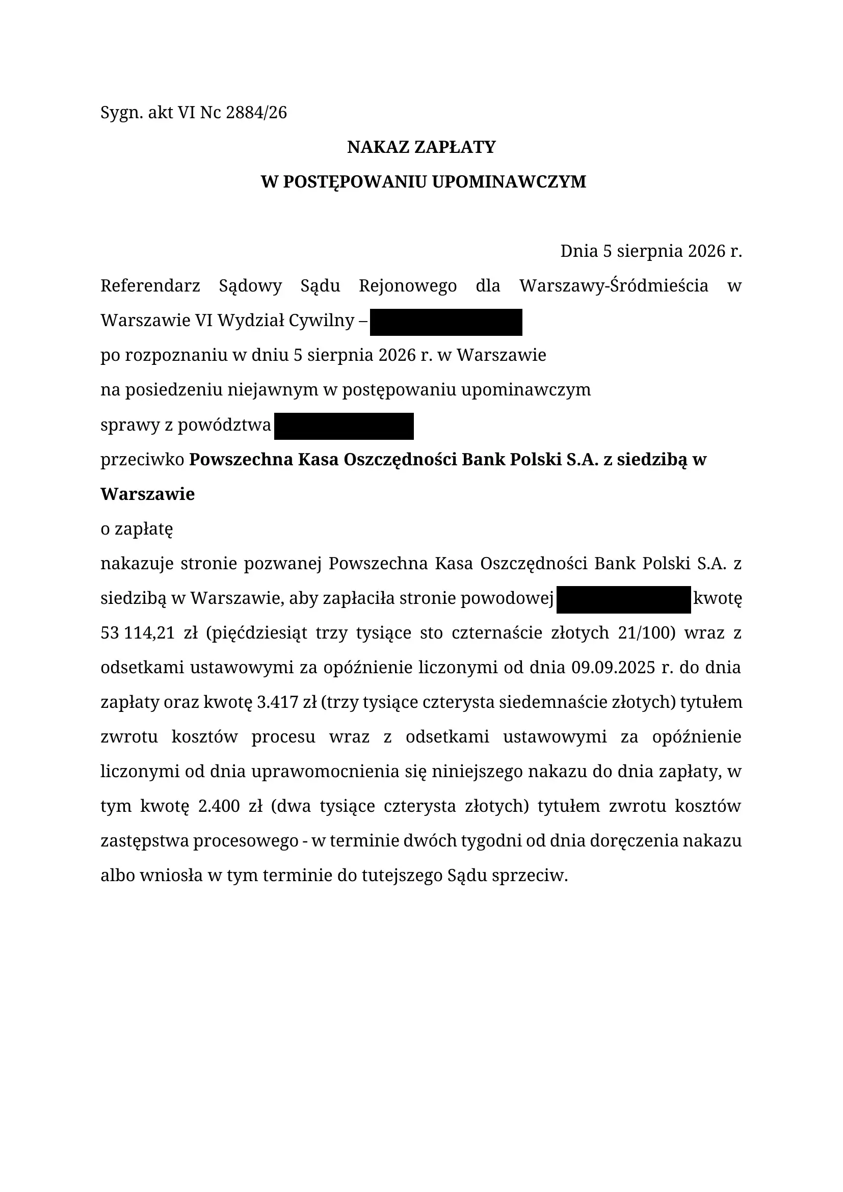PKO BP nakaz zapłaty SKD