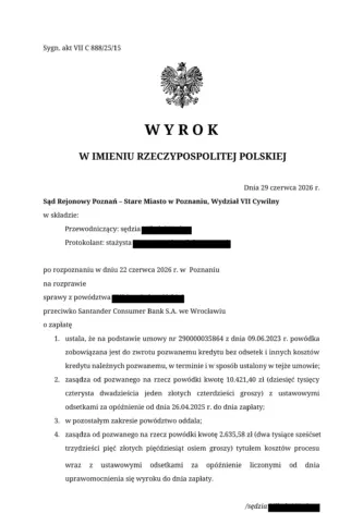 Santander Consumer wyrok skd